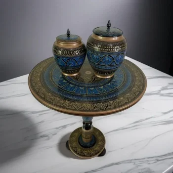 Handcrafted Naqshi Art Accent Table – Decorative Wooden Side Table