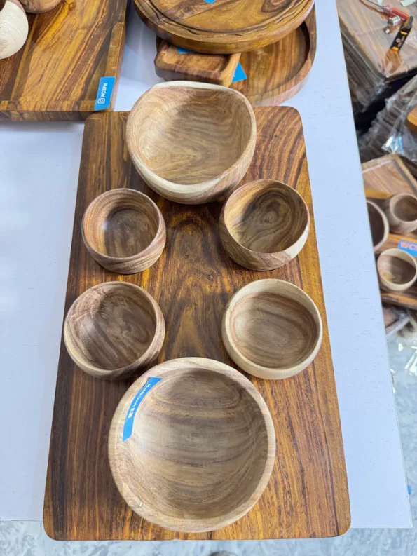 Premium Wooden Serving Tray with Bowl Set – Handcrafted Sheesham Serving Tray | WCSPK