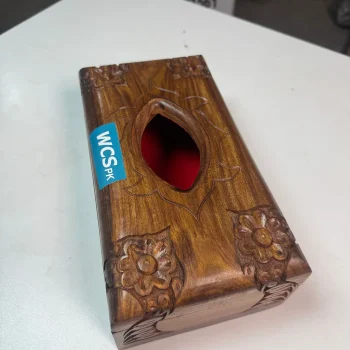 Imported Wooden Tissue Box – Hand-Carved Naqshi Wooden Tissue Holder