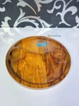 Round Serving Platter – Single Piece Partitioned Snack Platter | Wooden Restaurant Serving