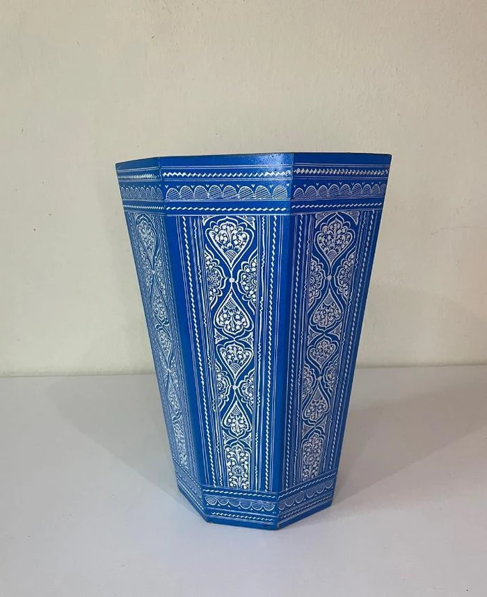 Naqshi_Art_Wooden_Dustbin_in_blue_color