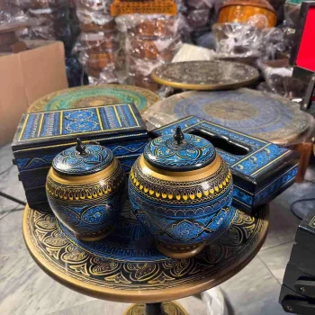 Naqshi Art Wooden Table Set – Hand-Carved Traditional Décor | WCSPK