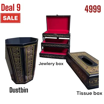 Handcrafted Wooden Home Décor Bundle Set – 9 Piece Luxurious Wood Combo