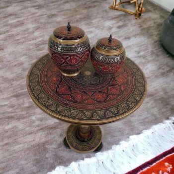 Handcrafted Wooden Table and Jars Décor Set – Stylish Home Accent