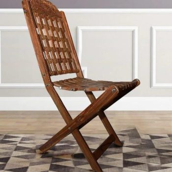 Pair of Wooden Chairs & Stool Set – Handcrafted Solid Wood Seating