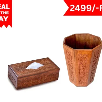 Wooden Dustbin with Tissue Box Set – Stylish Home Organizer