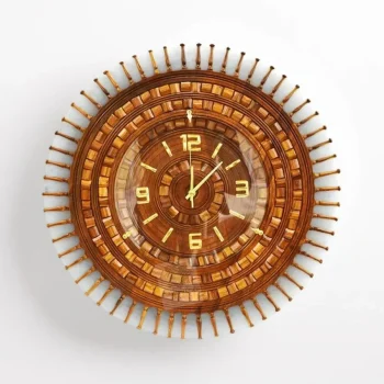 Lakri Sun Wall Clock – Wooden Sunburst Decorative Wall Clock for Home & Office