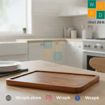 Square Wood Serving Platter – Rustic Wooden Appetizer & Snack Board | WCSPK