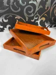Wooden Tray Set (3 Pcs) – Handcrafted Serving Trays for Tea, Breakfast & Home Décor