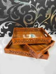 Side Cut Work Tray Set of 3 – Handmade Wooden Serving Trays | WCSPK