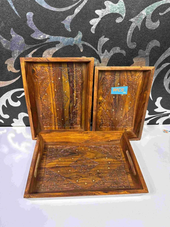 Wooden Tray Set of 3 – Premium Handcrafted Serving Trays |