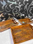 Wooden Tray Set with Brass Work – Handcrafted Decorative Serving Trays (Set of 3) | WCSPK