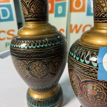 Handcrafted Wooden Naqshi Art Vase – Decorative Flower Pot for Home Decor