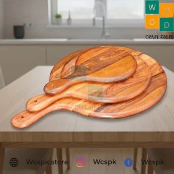 Premium Wooden Pizza Pan with Handle – Rustic Serving Board